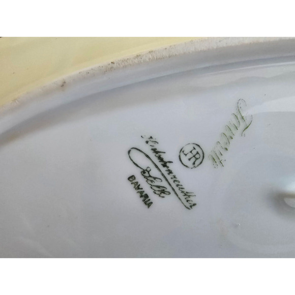 Hutschenruther Bavarian China Rose Pattern Gold Trim 12" X 6" Celery Dish - Picture 2 of 6